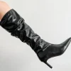 Pointed Faux Leather Mid Calf Boots>MICAS Best