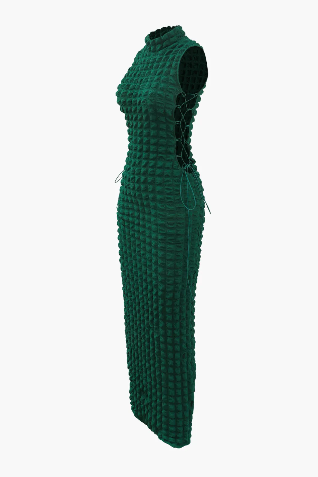 Popcorn Textured Tie Side Sleeveless Maxi Dress>MICAS Fashion