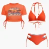 Print T-shirt And Tie Halter Bikini Set>MICAS Online