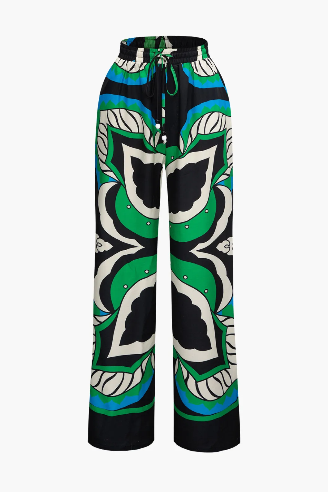 Printed Drawstring Waist Straight Leg Pants>MICAS Discount