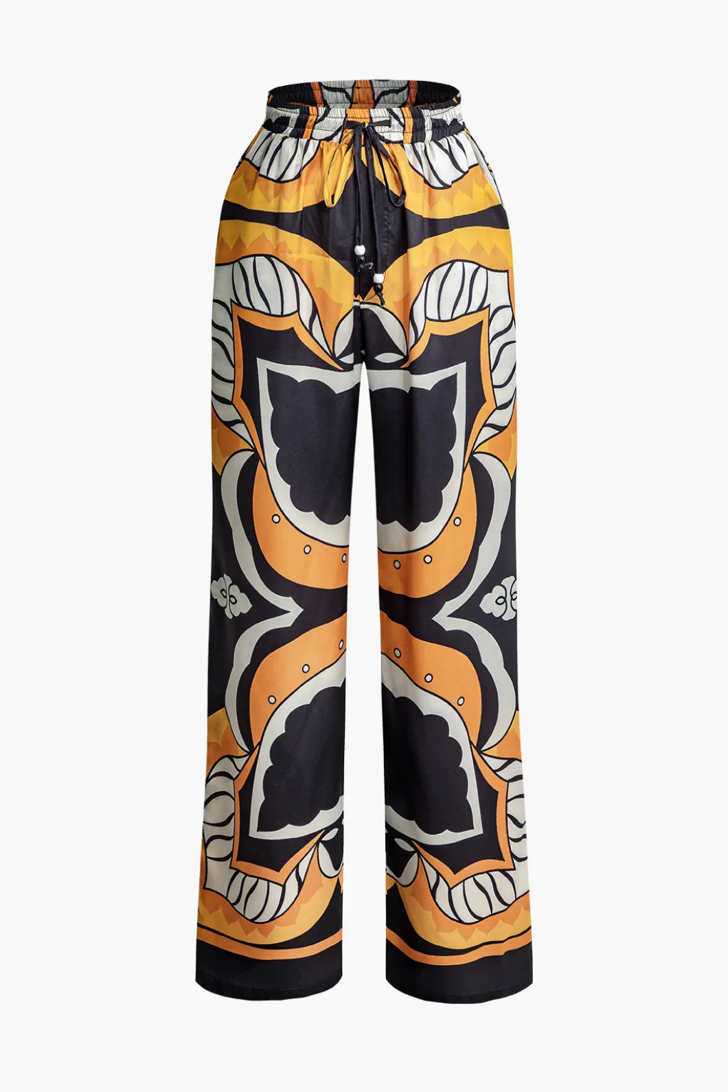 Printed Drawstring Waist Straight Leg Pants>MICAS Discount
