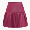 Pu Leather Ruched A-Line Skirt>MICAS Fashion