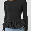 Puff Hem Long-Sleeve Top>MICAS Discount