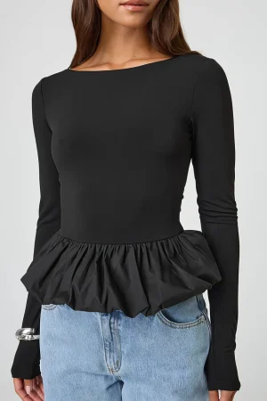 Puff Hem Long-Sleeve Top>MICAS Discount
