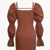 Puff Sleeve Square Neck Mini Dress>MICAS New