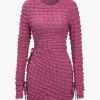 Puff Texture Long Sleeve Mini Dress>MICAS New
