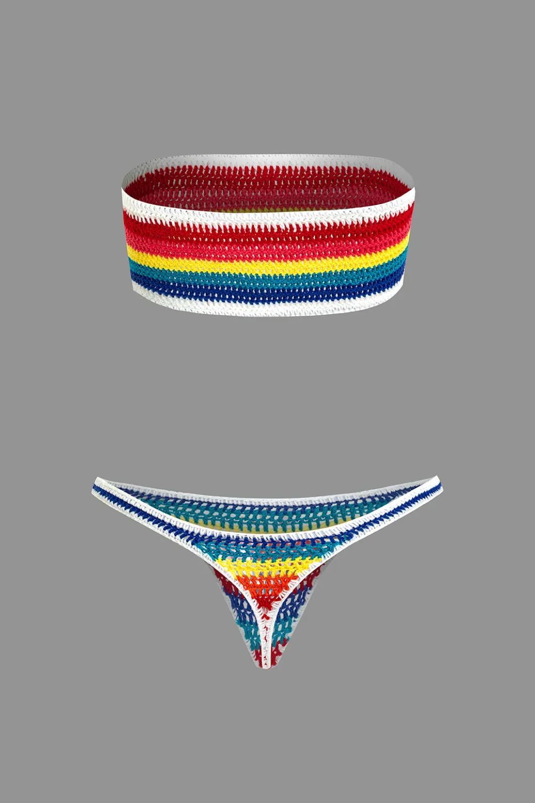 Rainbow Stripe Crochet Bikini Set>MICAS Discount