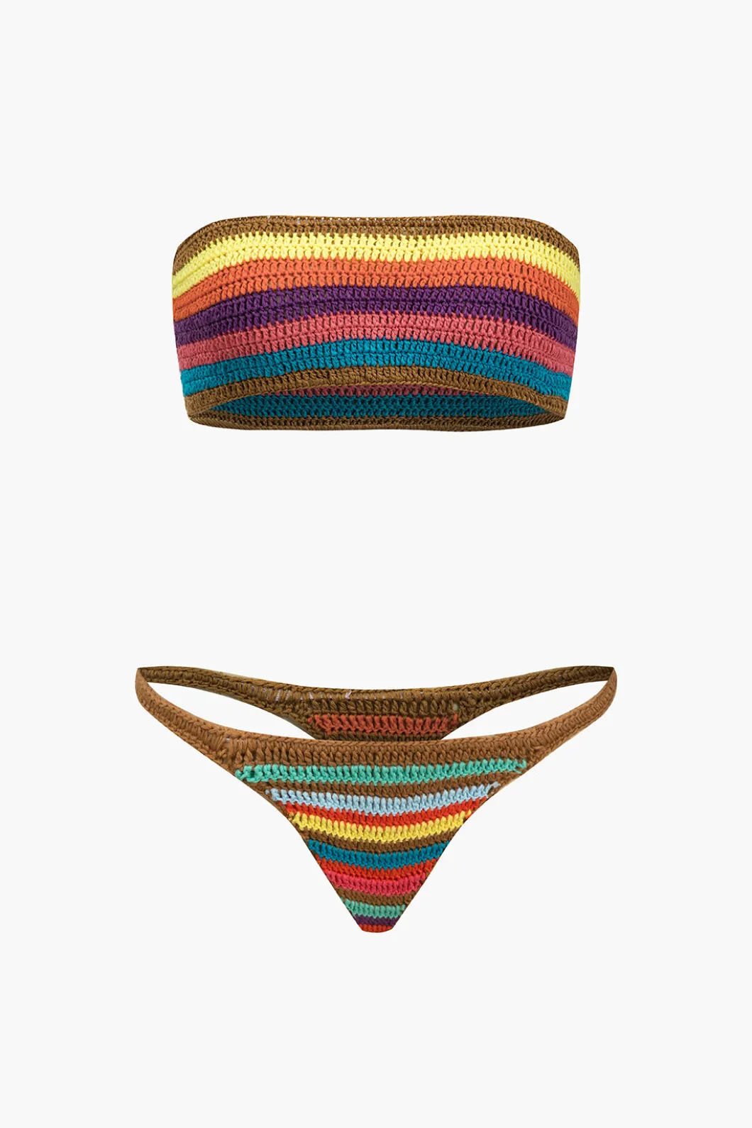 Rainbow Stripe Crochet Bikini Set>MICAS Discount