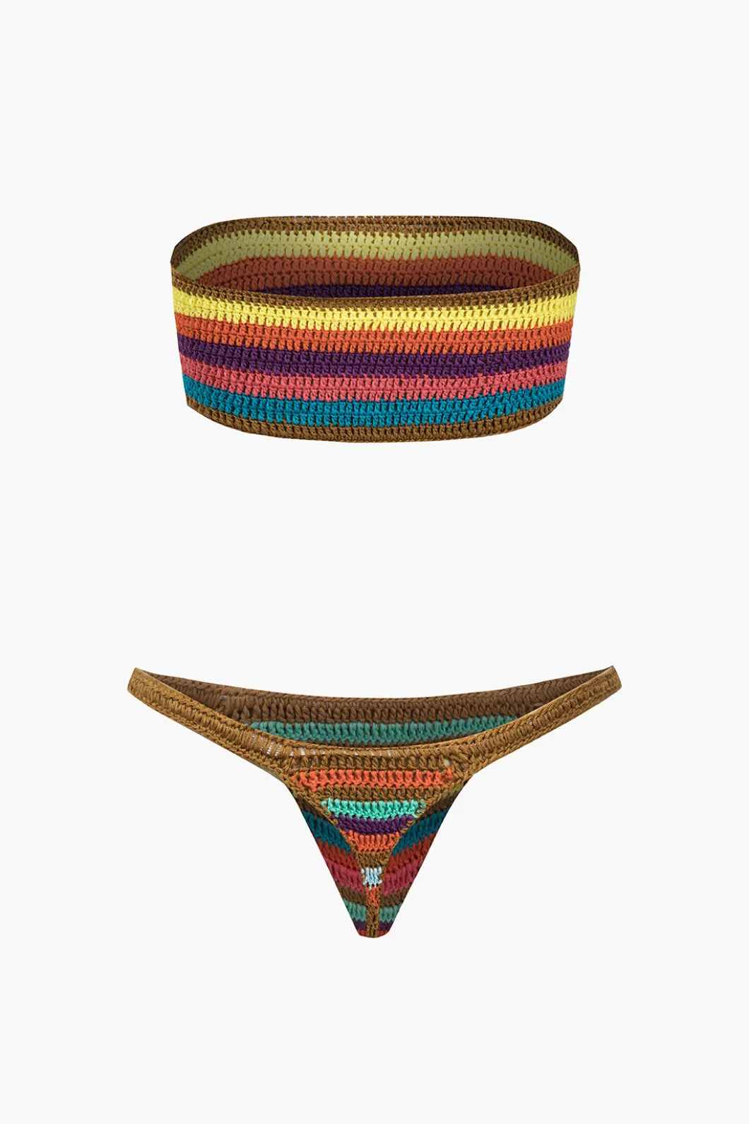Rainbow Stripe Crochet Bikini Set>MICAS Discount