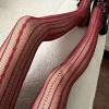Retro Diamond Vertical Stripes Hollowed-Out Tights>MICAS Discount