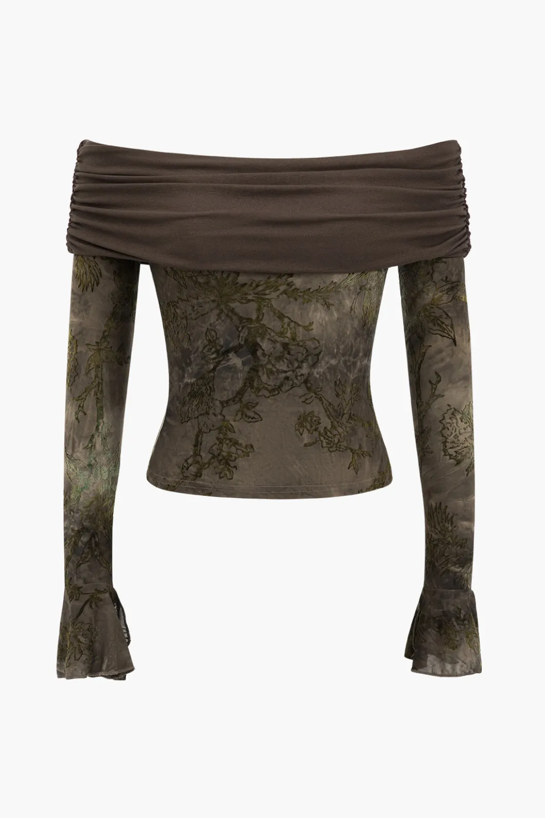 Retro Floral Bell Sleeve Long-Sleeve Top>MICAS Fashion