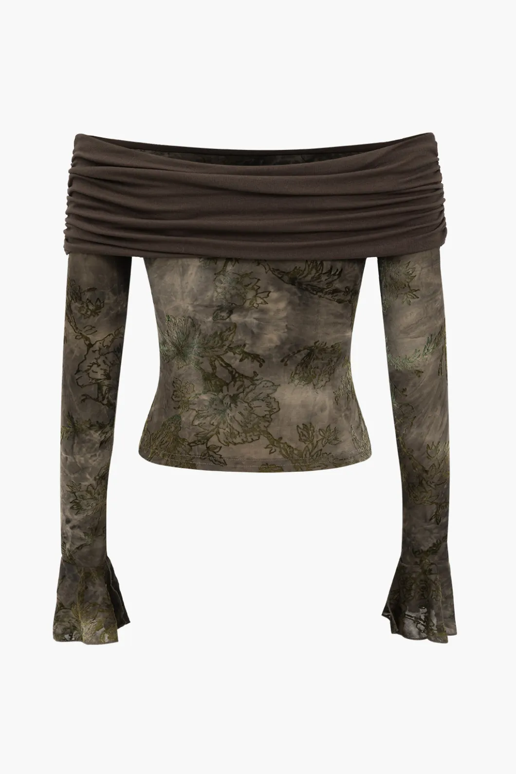 Retro Floral Bell Sleeve Long-Sleeve Top>MICAS Fashion