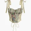 Retro Print Corset Tie-Up Cami Top>MICAS Best