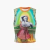 Retro Statue Print Tank Top>MICAS Fashion