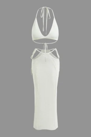 Reversible Halter V-neck Crochet Cami Top And Skirt Set>MICAS Outlet