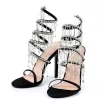 Rhinestone Chain Round Toe Heels>MICAS Fashion