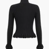 Ribbed Knit Button-Up Peplum Sweater>MICAS Sale
