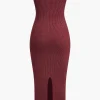 Ribbed Knit Strapless Midi Dress And Bolero Set>MICAS Best