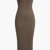 Ribbed Knit Strapless Midi Dress And Bolero Set>MICAS Best