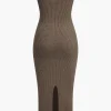 Ribbed Knit Strapless Midi Dress And Bolero Set>MICAS Best