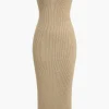 Ribbed Knit Strapless Midi Dress And Bolero Set>MICAS Best