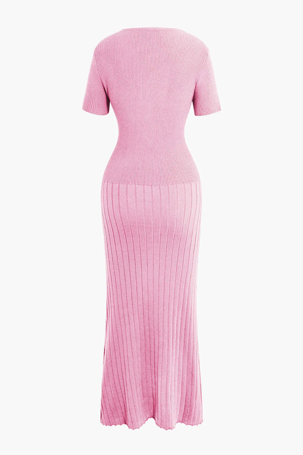 Ribbed Knit V-neck Midi Dress>MICAS New