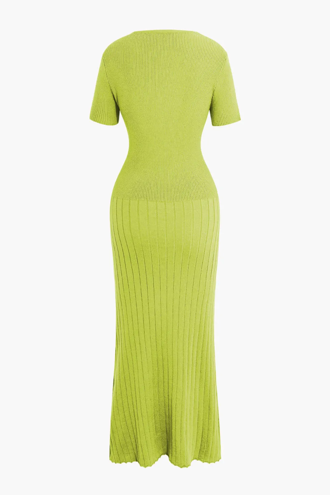 Ribbed Knit V-neck Midi Dress>MICAS New