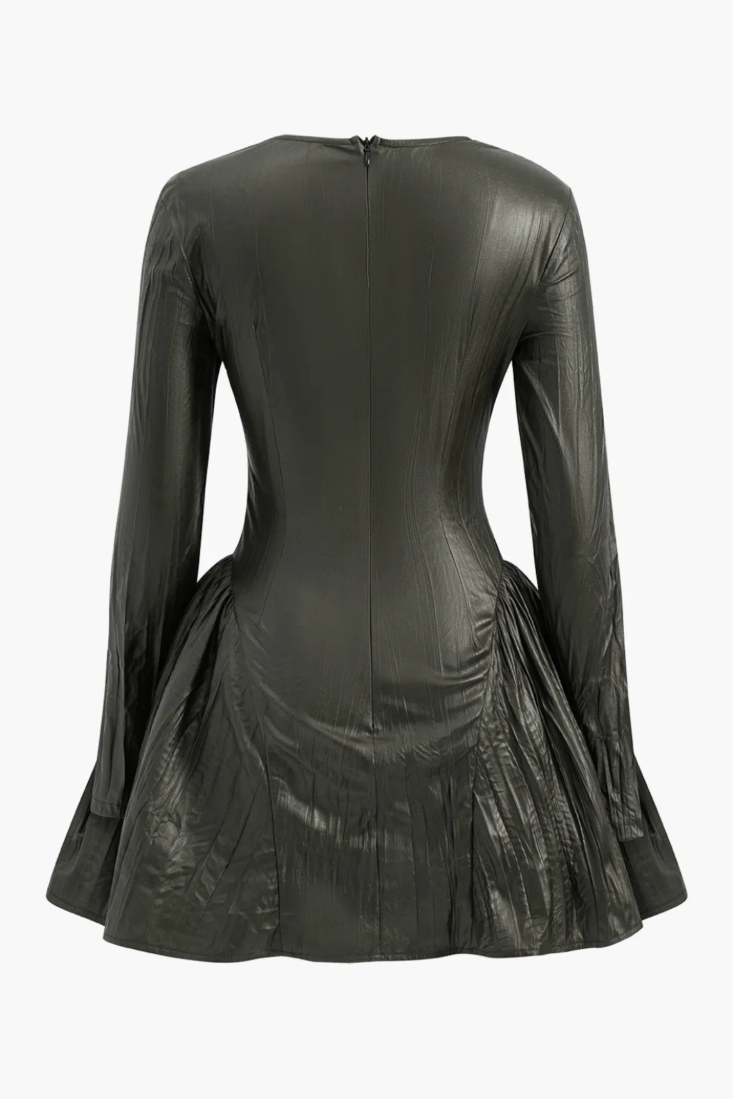 Ruched Asymmetrical Long Sleeve Mini Dress>MICAS Clearance