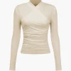 Ruched Crossover Long Sleeve Top>MICAS Clearance