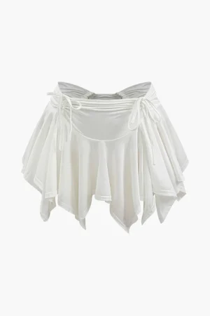 Ruched Drawstring Asymmetric Mini Skirt>MICAS New