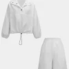 Ruched Drawstring Button Long-Sleeve Top And Shorts Set>MICAS Discount