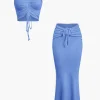 Ruched Drawstring Tank Top And Mermaid Maxi Skirt Set>MICAS Hot