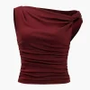 Ruched Knot One-Shoulder Sleeveless Top>MICAS Fashion