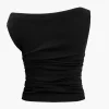 Ruched Knot One-Shoulder Sleeveless Top>MICAS Fashion