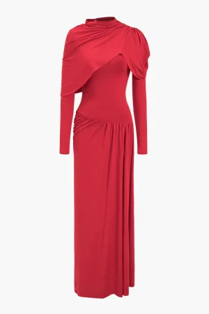 Ruched Long Sleeve Maxi Dress>MICAS Outlet