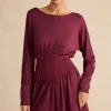Ruched Long Sleeve Retro Mini Dress>MICAS Hot