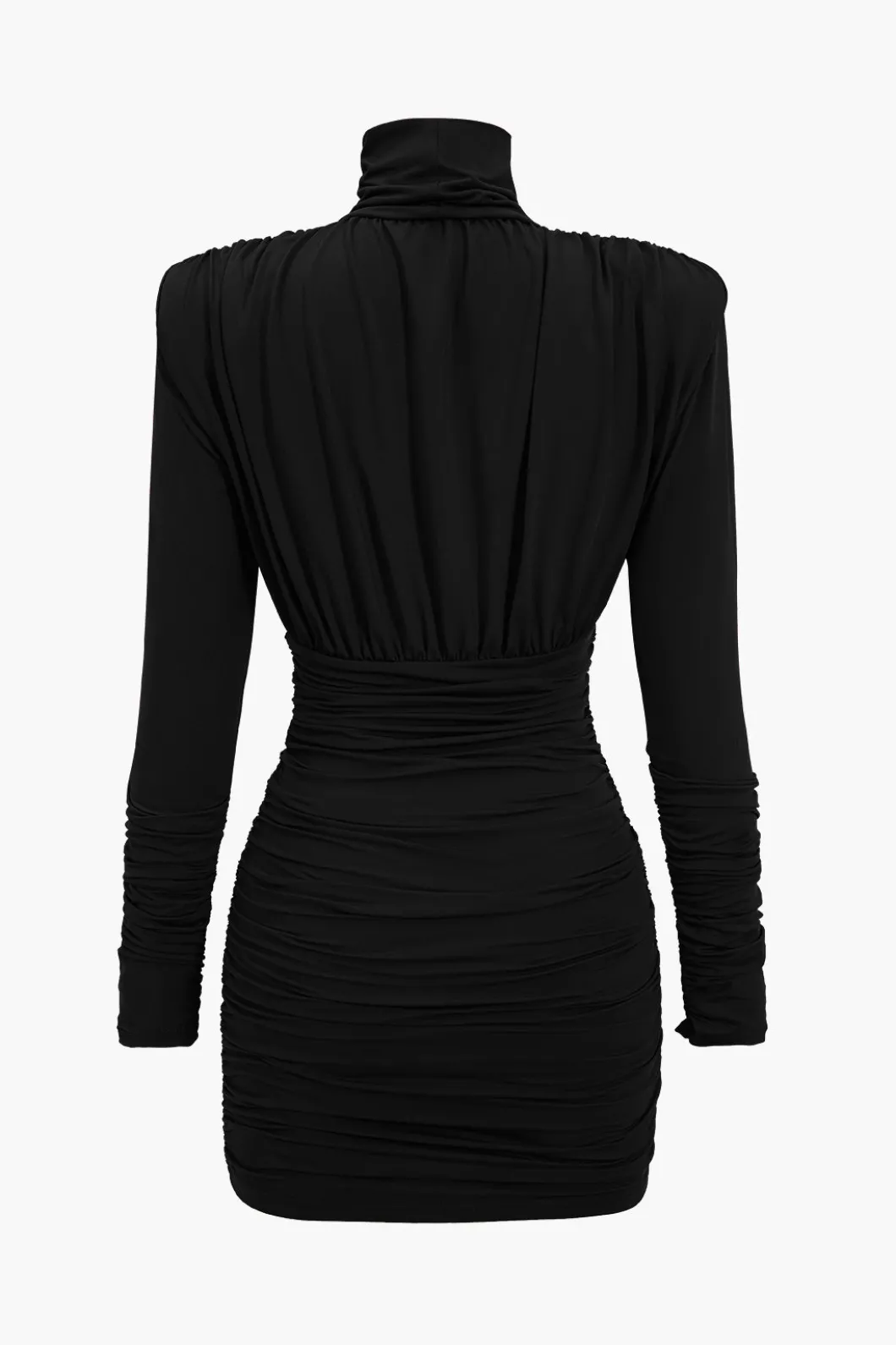 Ruched Long Sleeve Turtleneck Mini Dress>MICAS Outlet
