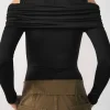 Ruched Off Shoulder Long Sleeve Bodysuit>MICAS Outlet