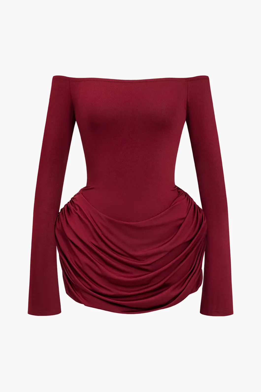 Ruched Off Shoulder Mini Dress>MICAS Online