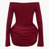 Ruched Off Shoulder Mini Dress>MICAS Online