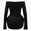 Ruched Off Shoulder Mini Dress>MICAS Online