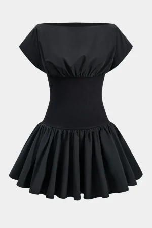 Ruched Patchwork Mini Dress>MICAS Hot