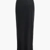 Ruched Slit Midi Skirt>MICAS Outlet