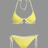 Ruched Tie Halter Bikini Set>MICAS Outlet
