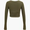 Ruched V-neck Slit Sleeve Top>MICAS Discount