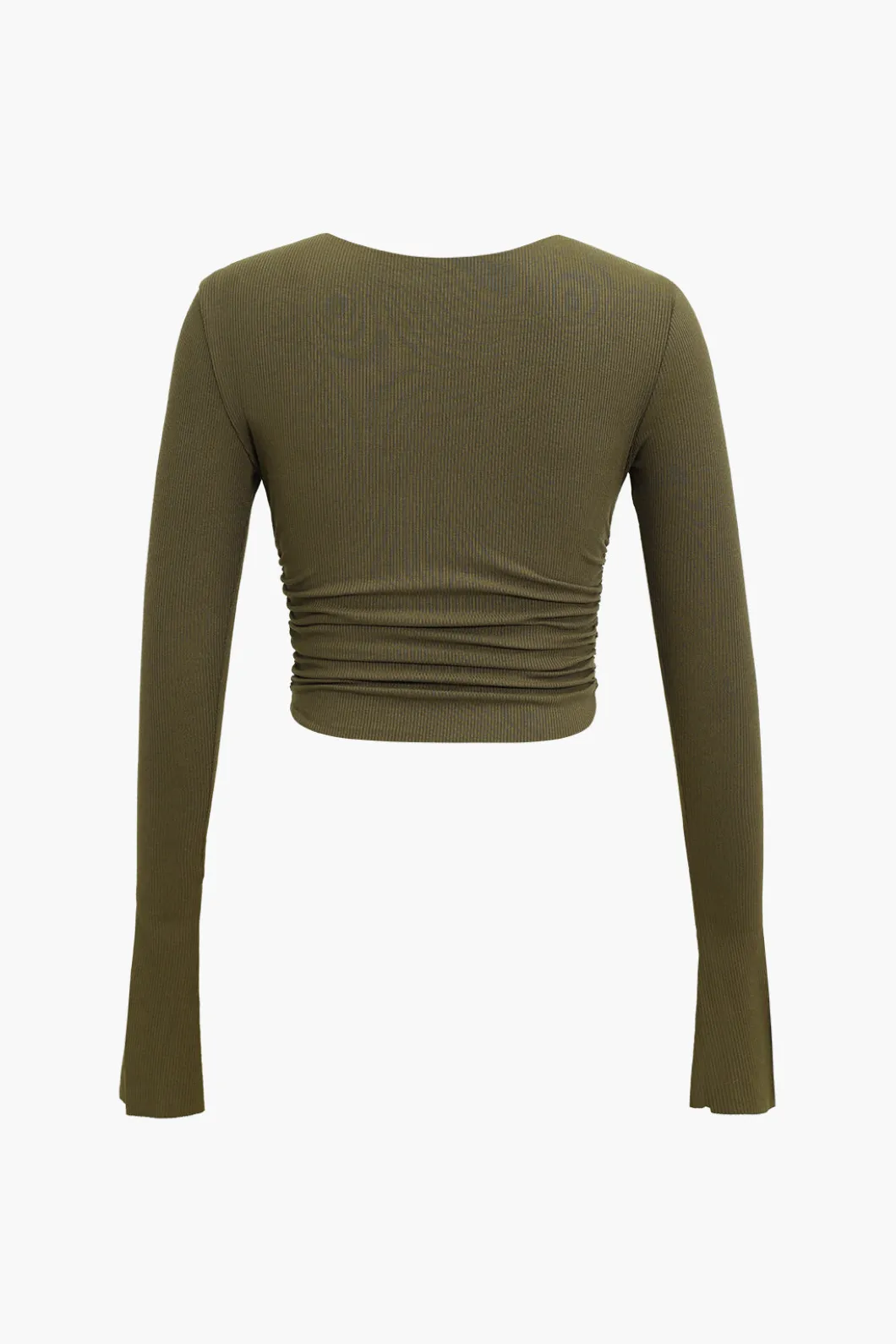 Ruched V-neck Slit Sleeve Top>MICAS Discount