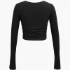 Ruched V-neck Slit Sleeve Top>MICAS Discount