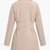 Ruched Waist Woolen V-neck Jacket>MICAS Discount