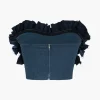 Ruched Zipper Denim Tube Top>MICAS Fashion