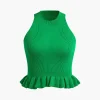 Ruffle Hem Knit Tank Top>MICAS Clearance